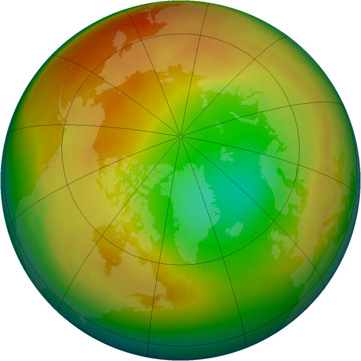 Arctic ozone map for February 1986